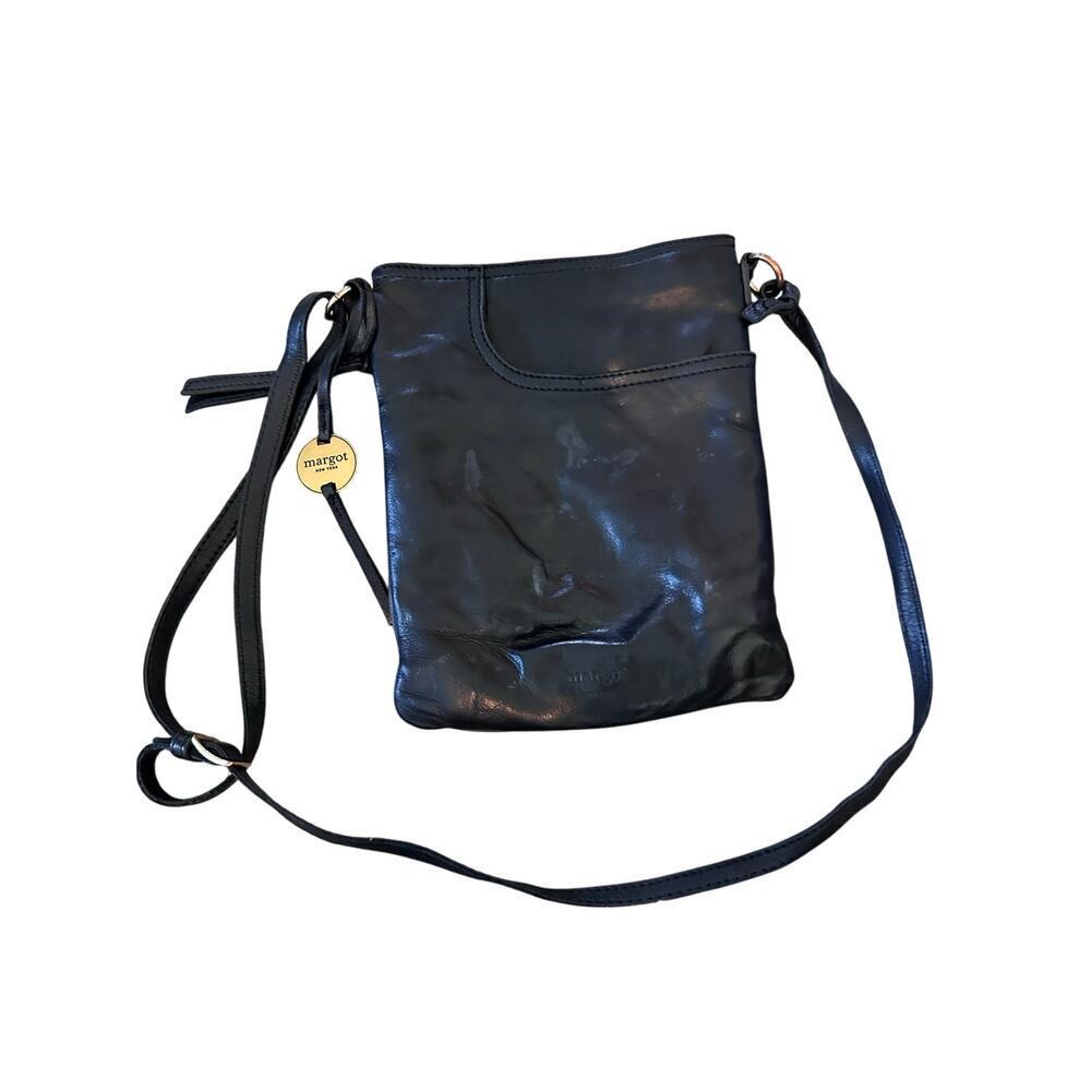Margot New York Women's Black Genuine Leather Adjustable Straps Shoulder Bag